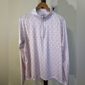 Lady Hagen Pink and White Patterned Quarter-Zip Top Moisture Wicking